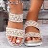 "Ethnic Breeze" Wavy Woven Platform Sandals – Summer Casual
