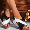 Colorblock Crossed Wedge Platform Sandals – Summer Fashion Roman Shoes